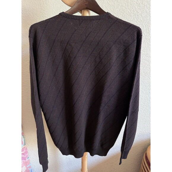 Vtg Idea Uomo Wool Blend Sweater Striped M Made In Italy Brown Preppy Professor - Picture 3 of 11